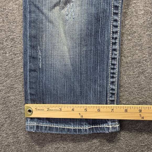 BKE Denim Culture Jeans Womens 30 Blue Distressed Capri Cropped Ripped Faded - Picture 10 of 10